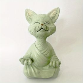 Whimsical Meditating Cat Sculpture – Buddha Cat (Color: Grey Cat)