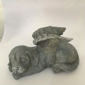 Resin Angel Pet Memorial Statue – Dog/Cat Garden Marker (Color: Gray Angel Dog)