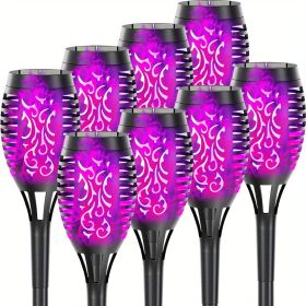 4/8/12‑Pack Solar Torch Lights – 12 LED Flickering Flames (Color: Purple Light, size: 8pcs)