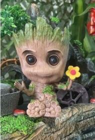 Galaxy Guard Flower Pot Tree Man – Groot Baby Tree Man PVC Handmade Ornament (Colour: Flower Tree Man)