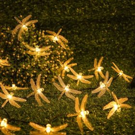 1pc; 10 Lights LED Plastic Rigid Dragonfly Shape String Lights; Outdoor Garden Decorative Lights; 4.9ft/59.06inch (Color: Warm White, size: 59.06Inch(4.92Ft))