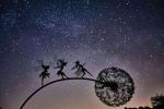 Dandelion Fairy Garden Figurine – Pixies Dancing Steel Wire Yard Decor