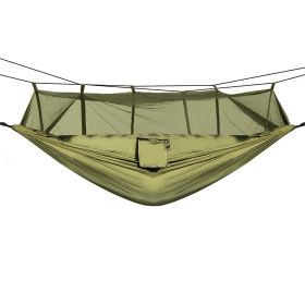 600 lb‑Load Parachute Nylon Hammock with Mosquito Net (Color: Green)