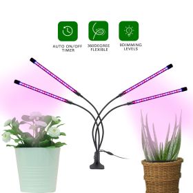 6000K Full-Spectrum Clip-On Grow Light – 5-Level Dimmable (Type: 4 head)