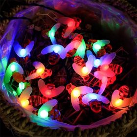 Solar String Lights Outdoor Waterproof Simulation Honey Bees Lamp Fairy Lights with 8 Lighting Decor for Garden Xmas Decorations (Color: Colorful, size: 5M20Leds)