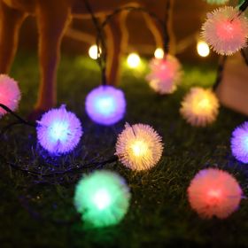 10/20/40 Christmas LEDs Snow Pompon Fairy Dandelion String Lights For Party (Color: Colorful, size: 3M 20Leds)