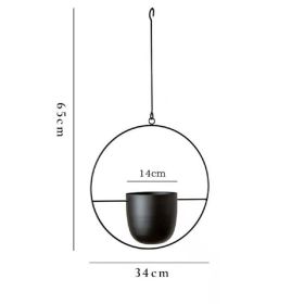 Modern Metal Hanging Planter and Flower Pot Holder (Color: Black-round)