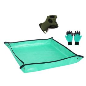 Gardening Padded Knee Pads, Digging & Planting Gloves, and Waterproof Potting Floor Pad Set (Color: Green)