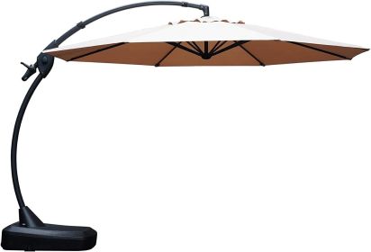 Cantilever Outdoor Umbrella with Weighted Base – Aluminum Offset Patio Umbrella (Color: Champagne, size: 12 FT)
