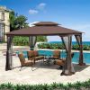 13' x 10' Patio Gazebo – Double‑Roof Canopy with 4‑Side Mesh