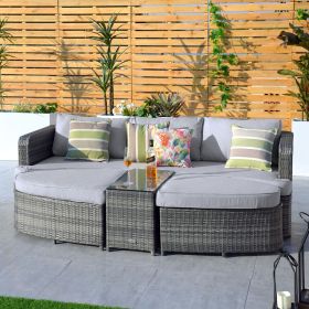 Direct Wicker Outdoor Wicker Sofa Daybed Patio Sunbed – 5-Piece Set (Color: Gray)