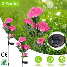 2-Pack Solar Rose Flower Pathway Lights (Color: Pink)