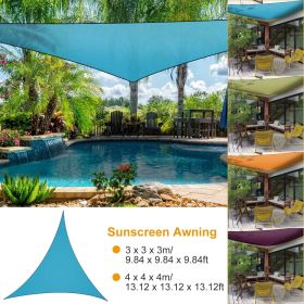 9.84 ft Triangle Shade Sail Patio Canopy – Waterproof Polyester Taffeta (Color: Blue)