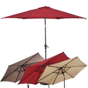 Tilt Adjustment Patio Umbrella with Crank – 10 ft (Color: Wine)