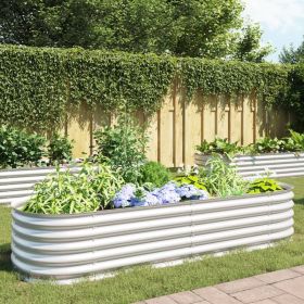 Large Galvanized Steel Raised Garden Bed – Silver (Color: Silver)