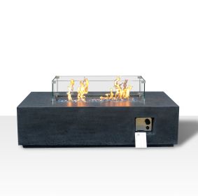 52 Inch Outdoor Concrete Propane gas rectangle Fire Pit table (Color: dark grey)
