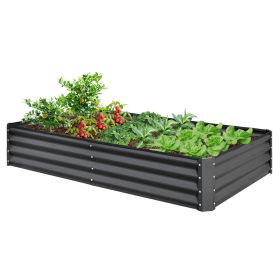 6' x 3' x 1' Galvanized Raised Garden Bed – Green & Gray (Color: Gray)