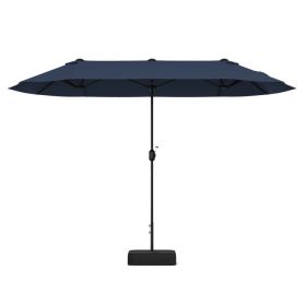 13 ft Double‑Sided Twin Table Patio Umbrella with Crank (Color: Navy)