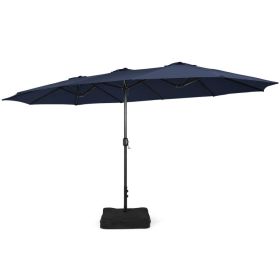 15 ft Double‑Sided Patio Umbrella with Crank & Base (Color: Navy)