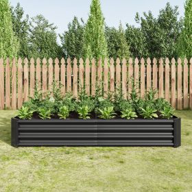 Black Metal Rectangle Raised Garden Bed – 6' x 3' x 1' (Color: as Pic)