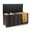96 Gallon PE Wicker Outdoor Storage Box with Wheels