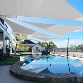 Artpuch Custom Size Light Gray Sun Shade Sail Triangle – 185 GSM Breathable UV Awning (Color: Light Gray, size: 07X16X16)