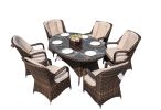 Grey Oval Patio Wicker 7 Piece Dining Set-Direct Wicker