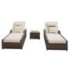 Direct Wicker Adjustable Backrest Rattan Chaise Lounge Set with Cushions
