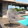 Large Hanging Egg Chair with Metal Stand and UV-Resistant Cushion