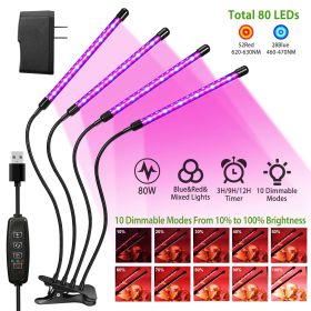 iMounTEK 80W LED Grow Light with 4 Goosenecks – 10 Dimmable Levels (Color: Black)