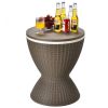 3-in-1 8-Gallon Patio Rattan Cooler Bar Table with Adjustable Ice Bucket