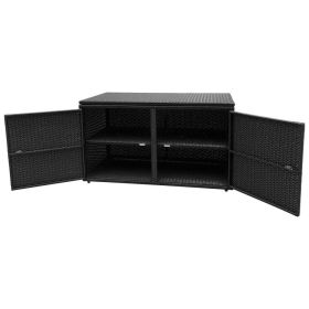 88‑Gallon Rattan Garden Patio Storage Container Box (Color: Black)