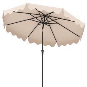 9 ft Patio Umbrella with Crank & Push‑Button Tilt (Color: Beige)