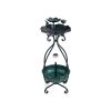 Outdoor Bird Bath Feeder with Flower Planter Pedestal & Solar Lights – Lotus Leaf Bowl