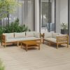 Cream Solid Acacia Wood Modular Garden Lounge Set – Medium Size