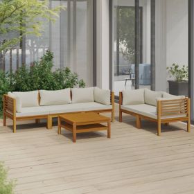 Cream Solid Acacia Wood Modular Garden Lounge Set – Medium Size (Color: Cream)
