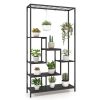 71" Tall 6-Tier Metal Plant Shelf with 10 Hanging Hooks