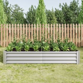Silver Metal Rectangle Raised Garden Bed – 6' x 3' x 1' (Color: as Pic)
