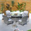 Direct Wicker Aluminum Wicker Round Outdoor Dining Set with Cushions – 5-Piece Set