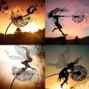 Dandelion Fairy Garden Figurine – Pixies Dancing Steel Wire Yard Decor