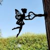 Angel on Branch Steel Silhouette – Metal Fairy Wall/Stake Décor