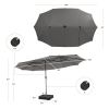 15' Double‑Sided Patio Umbrella – Twin Canopy with 48 Solar LEDs