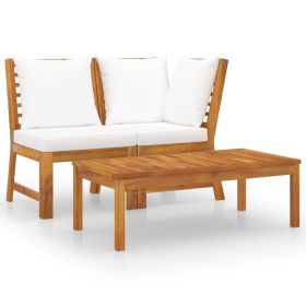 3 Piece Patio Lounge Set (Option: Cream Cushion Solid Acacia Wood)