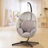 Large Hanging Egg Chair with Metal Stand and UV-Resistant Cushion