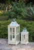 Wooden Hurricane Candle Lanterns – Set of 2 Decorative Holders