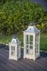 Wooden Hurricane Candle Lanterns – Set of 2 Decorative Holders