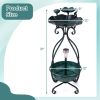 Outdoor Bird Bath Feeder with Flower Planter Pedestal & Solar Lights – Lotus Leaf Bowl