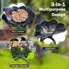 Outdoor Bird Bath Feeder with Flower Planter Pedestal & Solar Lights – Lotus Leaf Bowl