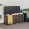 96 Gallon PE Wicker Outdoor Storage Box with Wheels