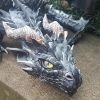 Outdoor Garden Big Squatting Dragon Sculpture – Gothic Dragon Guardian Statue